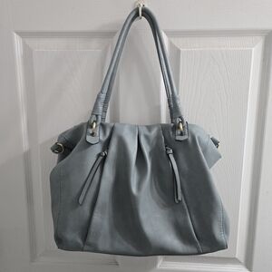 Malibu Skye Dusty Blue Vegan Leather Shoulder Bag Purse